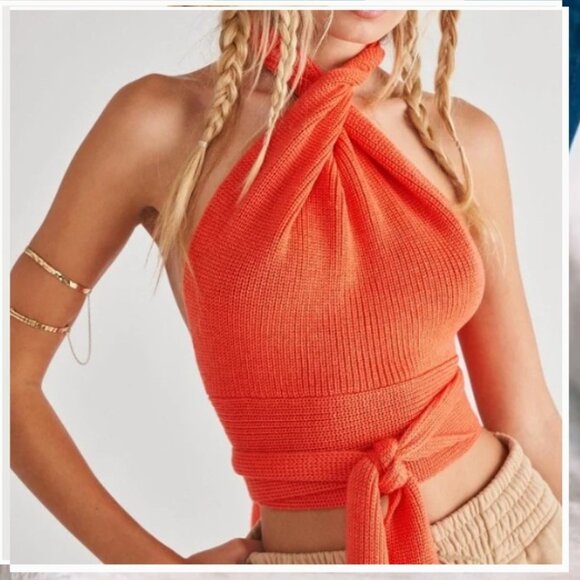 Free People Tops - Free People Beach Orchid Convertible Sweater Tank Top in Rust Orange